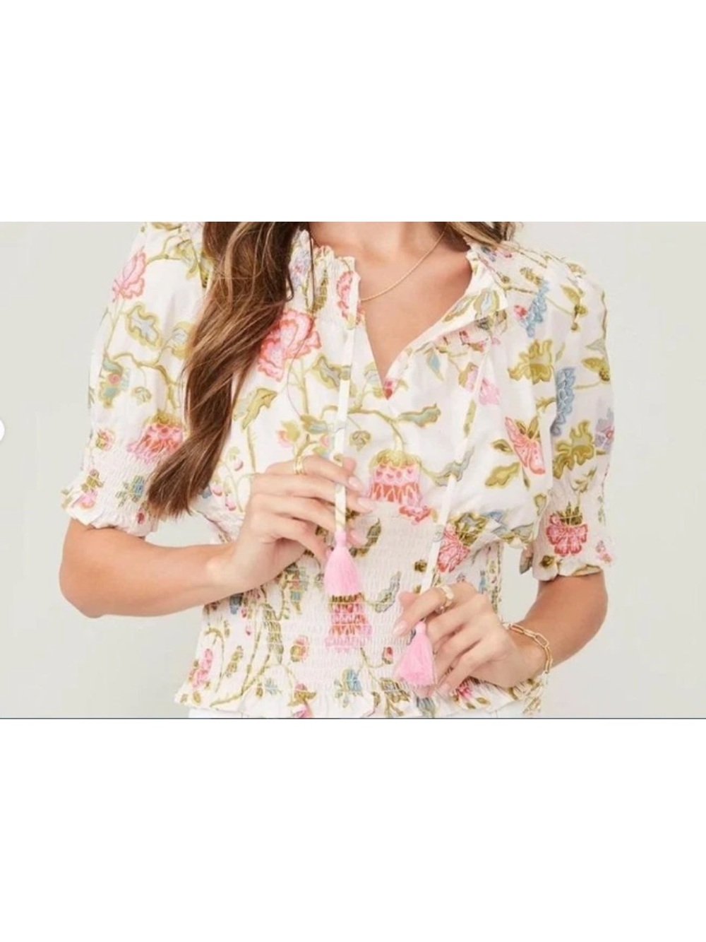 Spartina 449 Floral Cropped Top - Size Medium